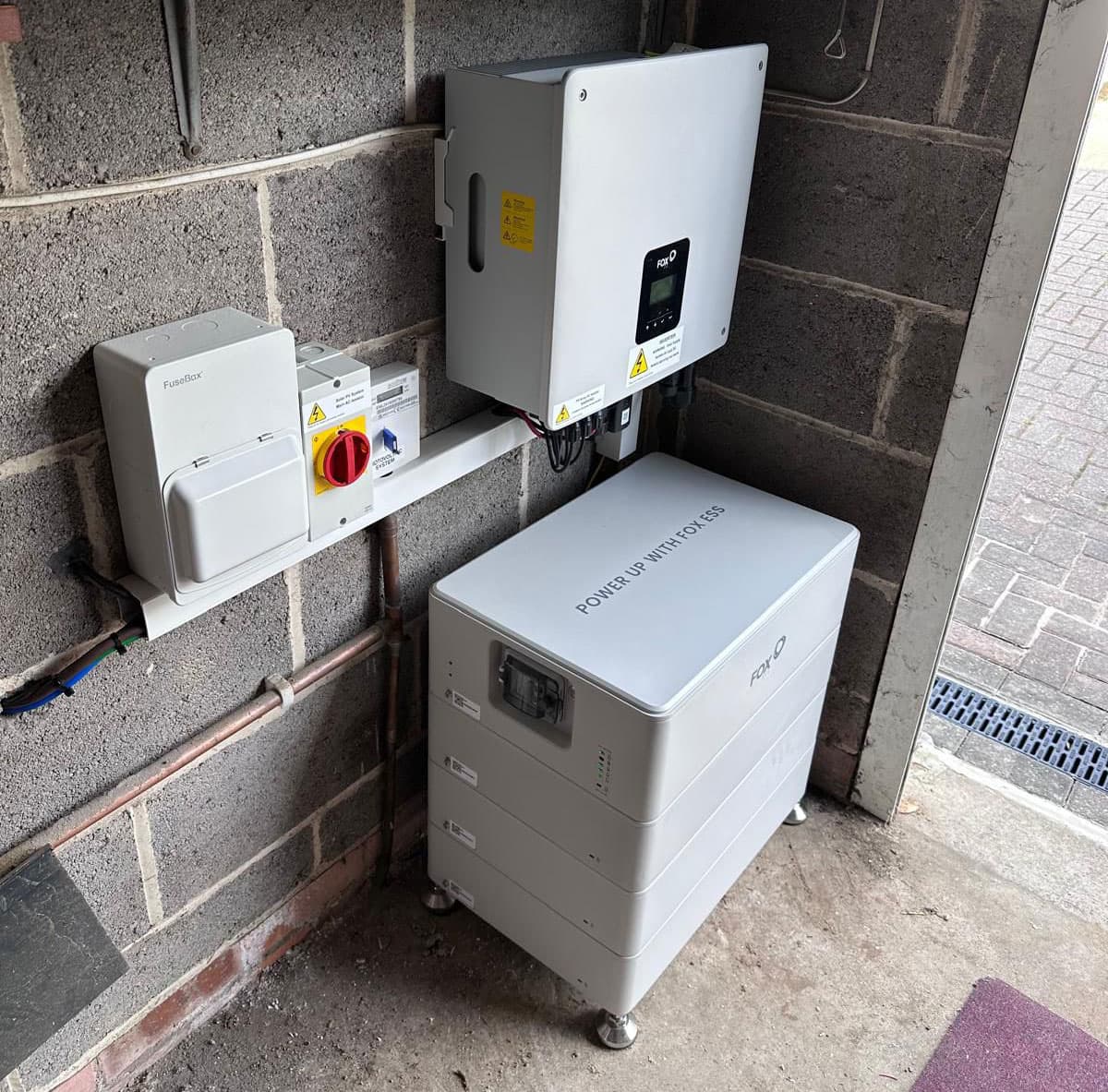Fox ESS inverter installed in a garage