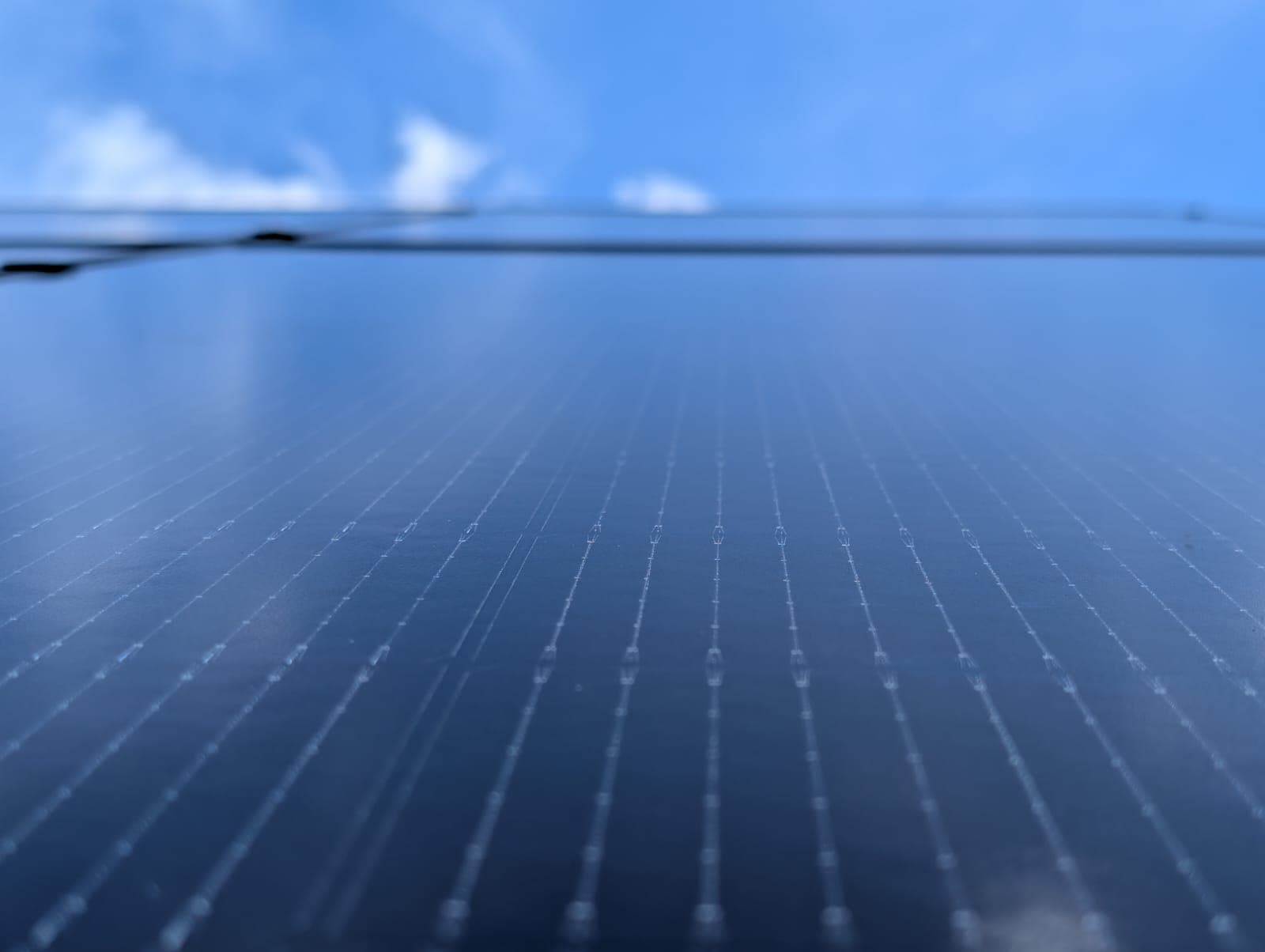 Close-up of an installed solar panel
