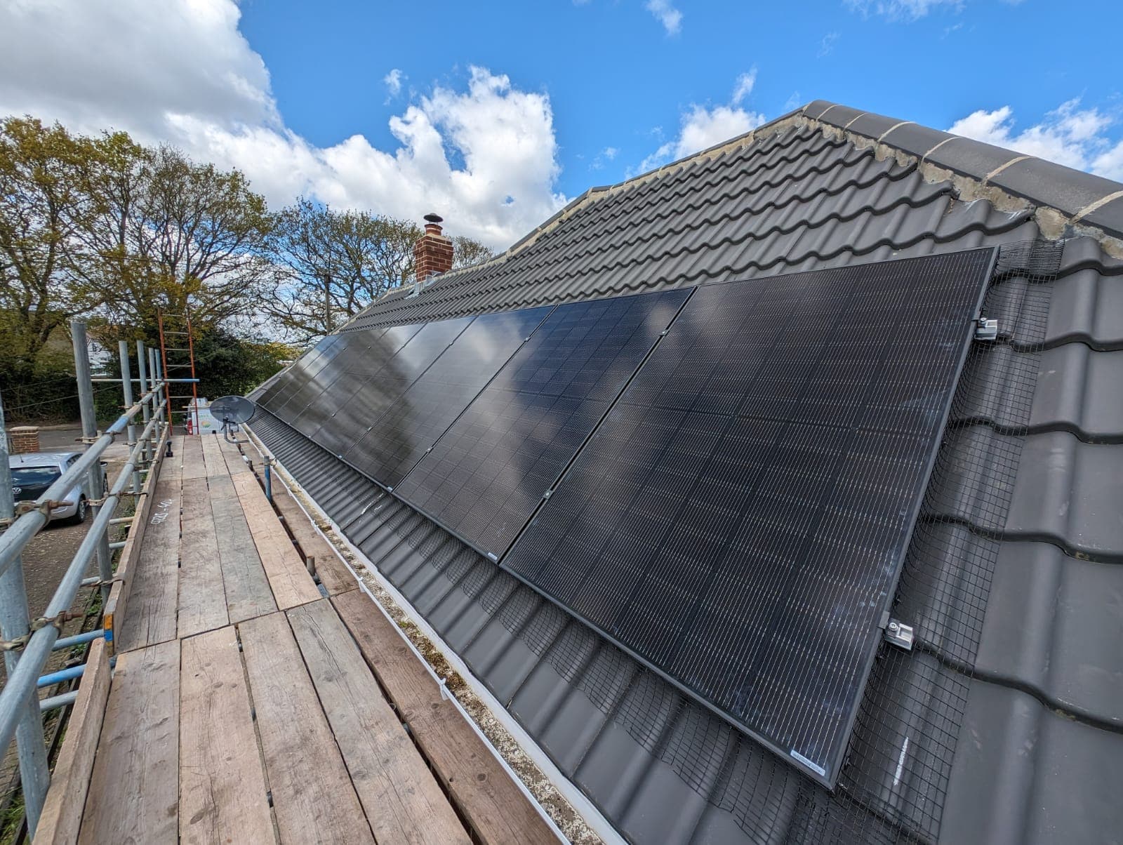 Solar panels installed on a UK tile roof