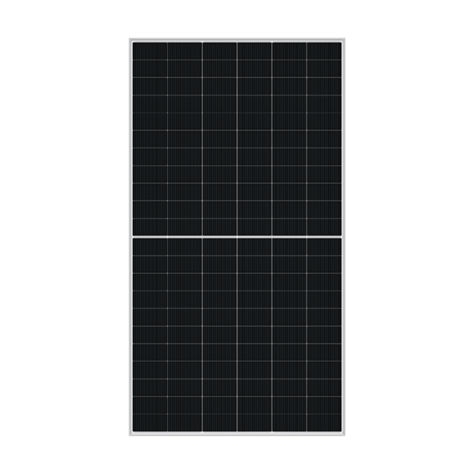 A DMEGC half-cut-cell black-frame solar panel, manufacturer product photo